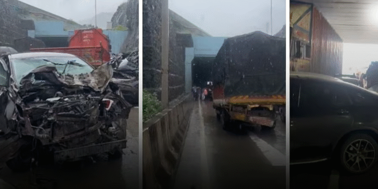 मुंबई-पुणे महामार्गावर अपघात: ताबा सुटलेल्या कंटेनरने वाहनांना दिली धडक